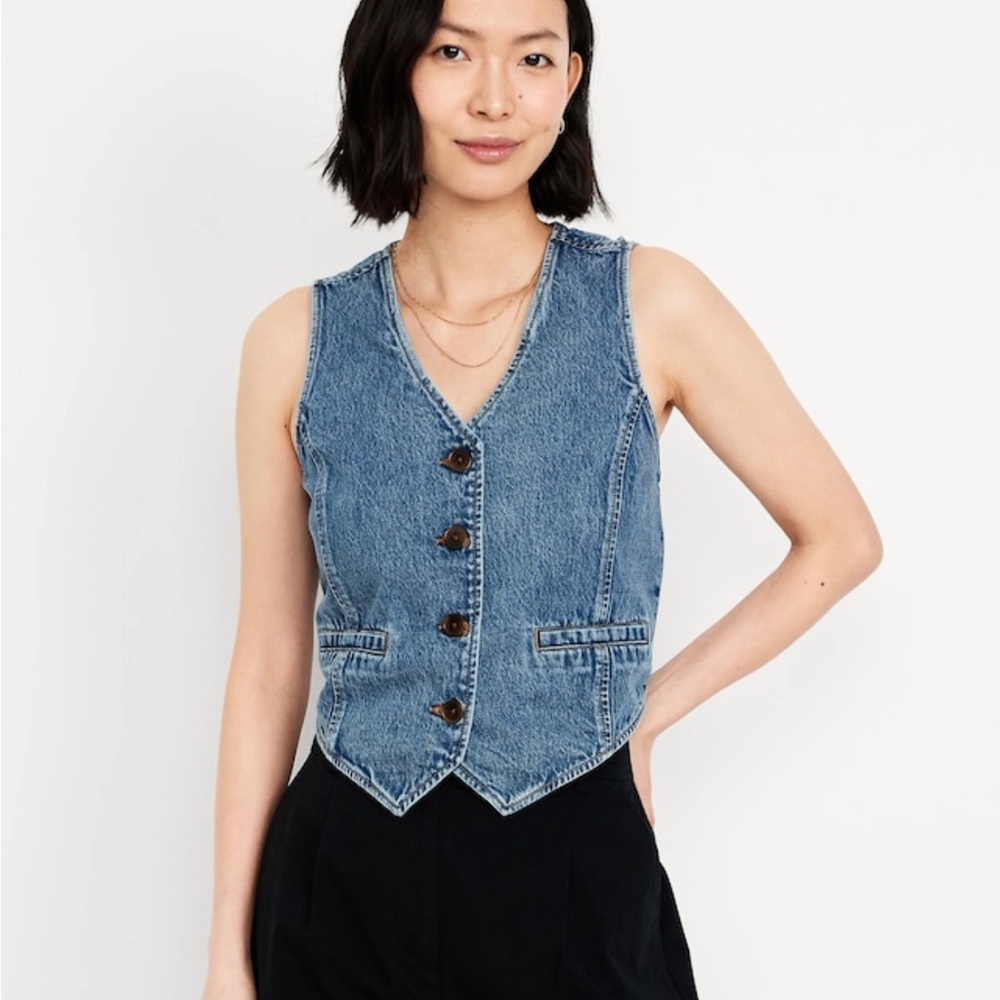 Blue Denim Button-Up Vest